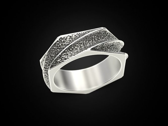 Ring six-sided spiral many sizes 3D print model