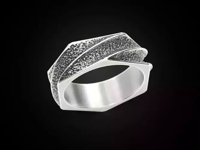 Ring six-sided spiral many sizes 3D print model