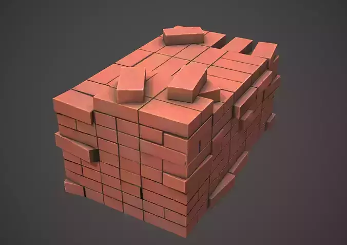 Pile of Bricks PBR Low Poly Low-poly 3D model
