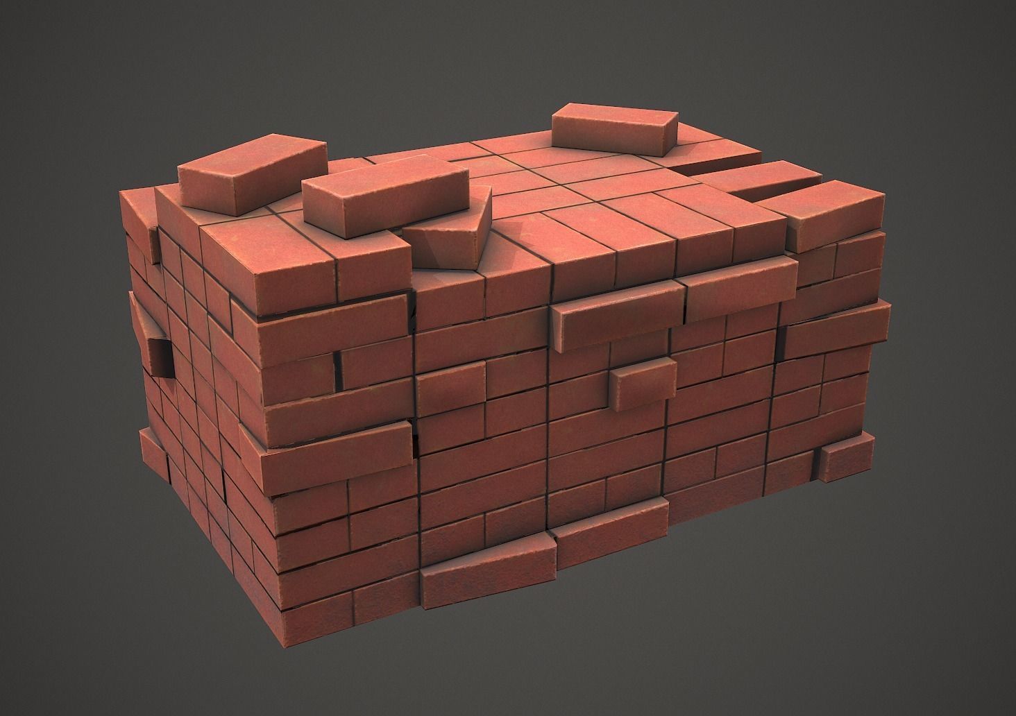 Pile of Bricks PBR Low Poly Low-poly 3D model_1