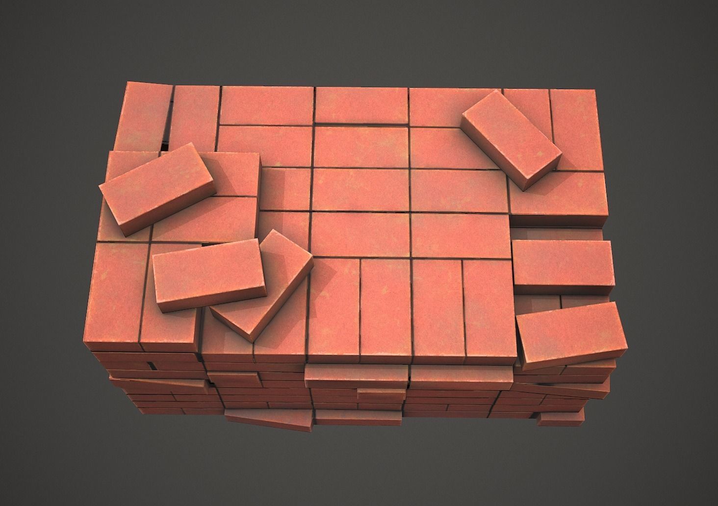 Pile of Bricks PBR Low Poly Low-poly 3D model_2