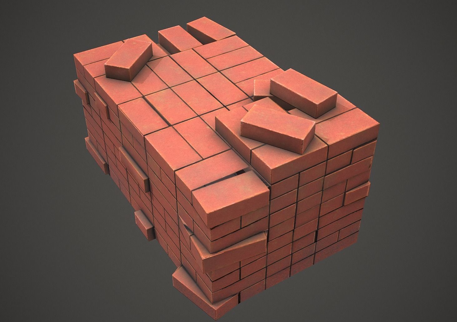 Pile of Bricks PBR Low Poly Low-poly 3D model_6