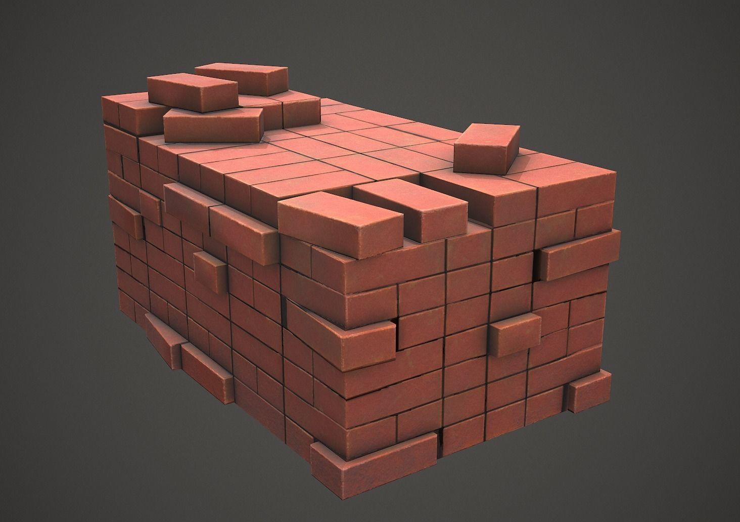 Pile of Bricks PBR Low Poly Low-poly 3D model_3