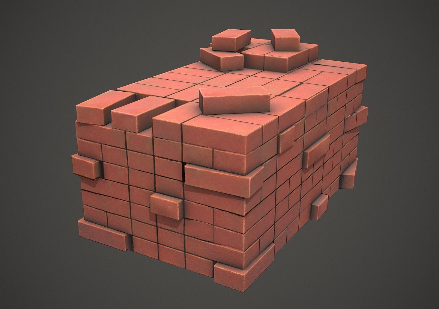 Pile of Bricks PBR Low Poly Low-poly 3D model_4