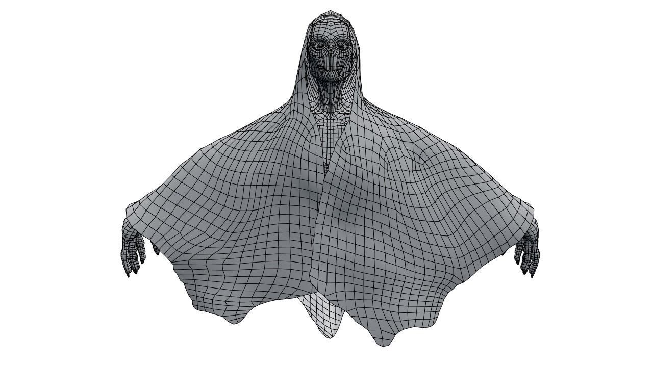 Low Poly Shrouded Specter Rigged Character With PBR Materials Low-poly 3D model_40