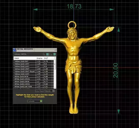 jesus gold crucifix 3D print model