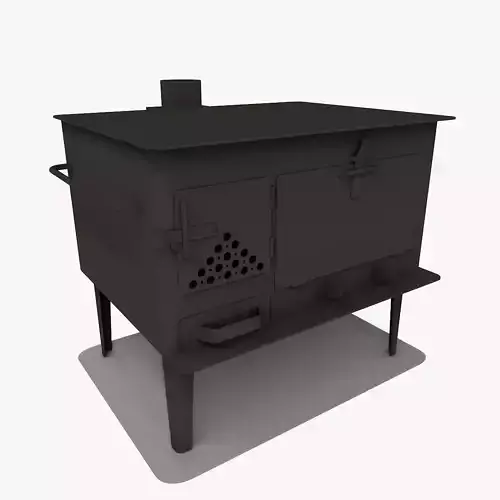 Wood Stove Low-poly 3D model