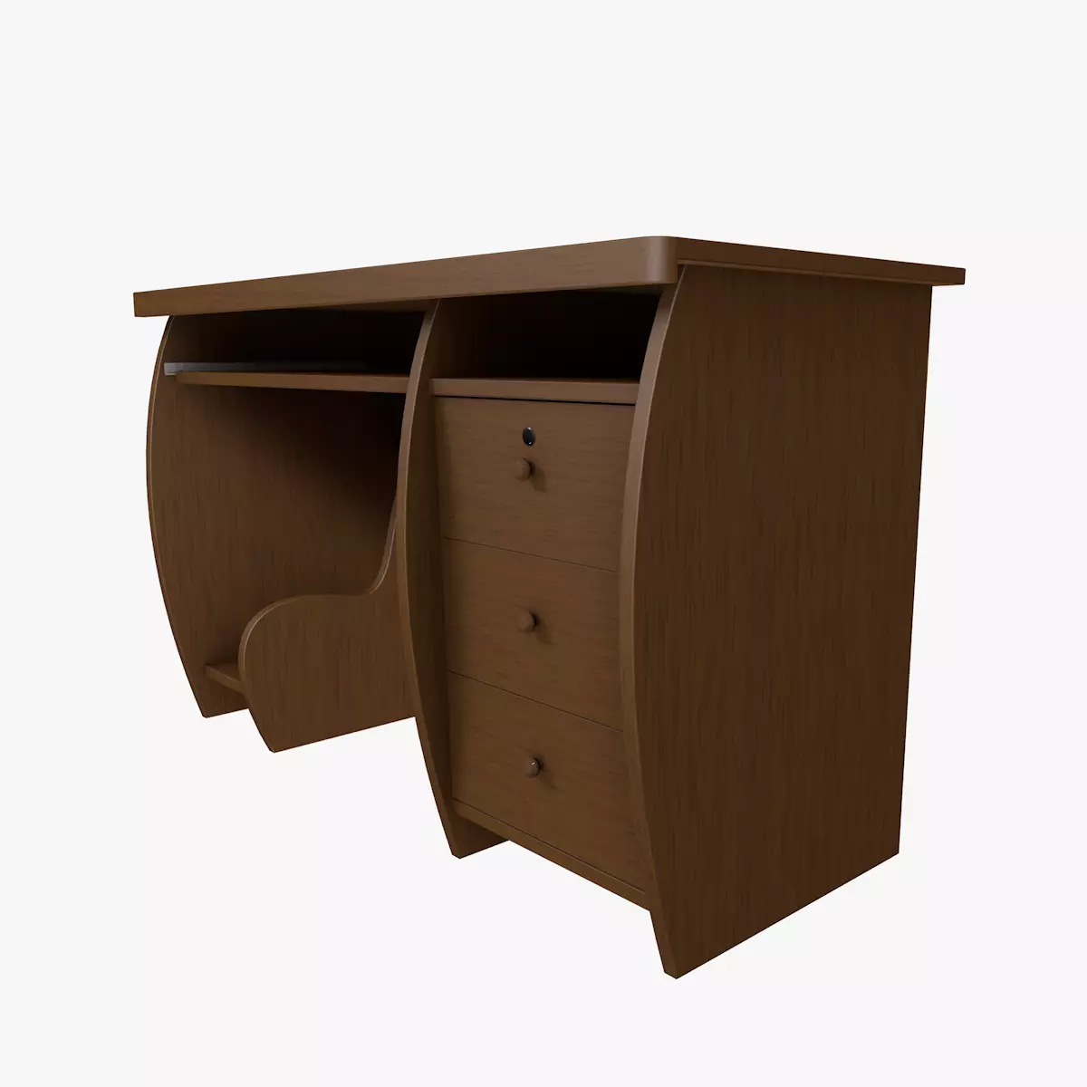 Computer desk Low-poly 3D model_0