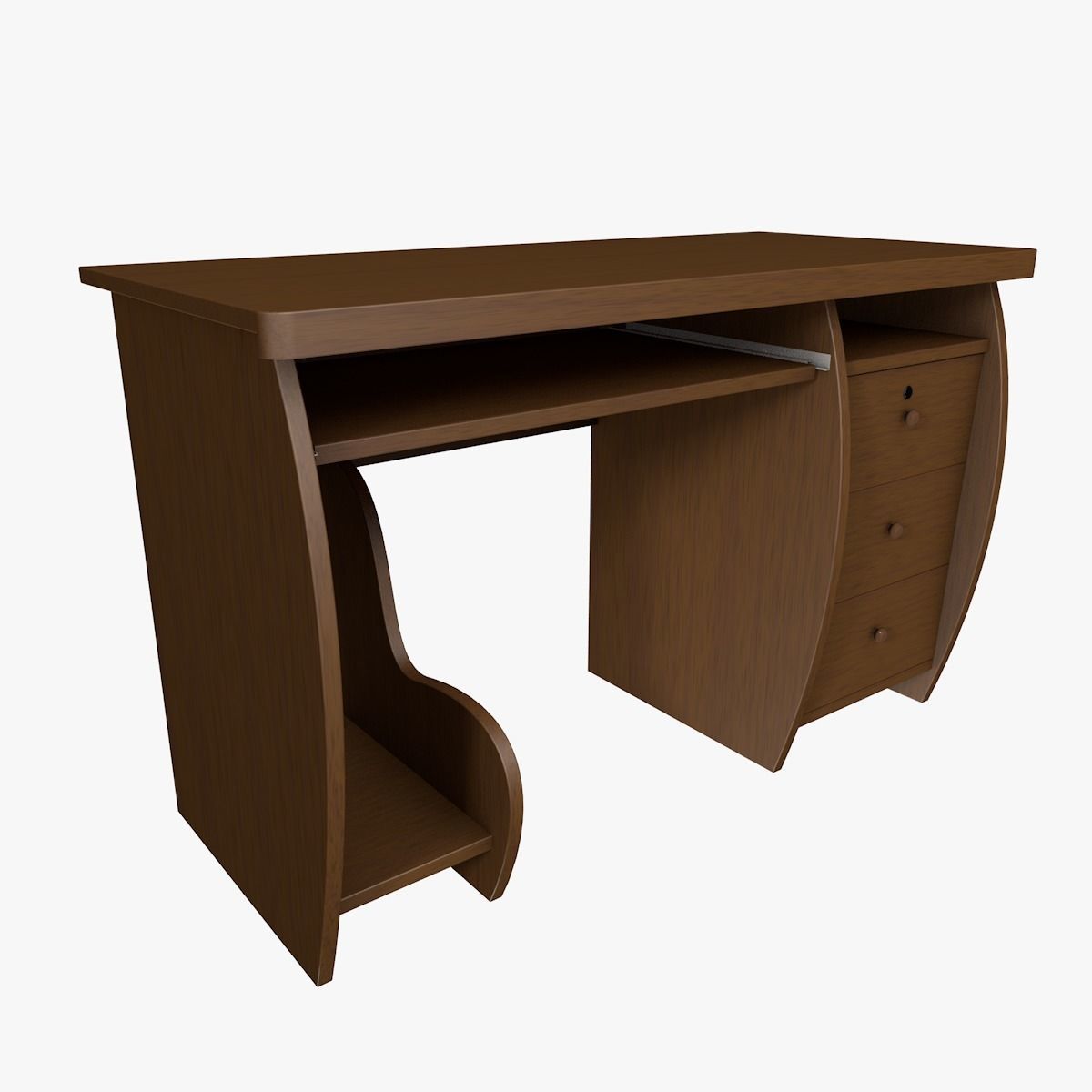 Computer desk Low-poly 3D model_3