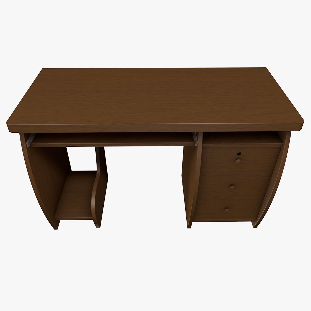 Computer desk Low-poly 3D model_2