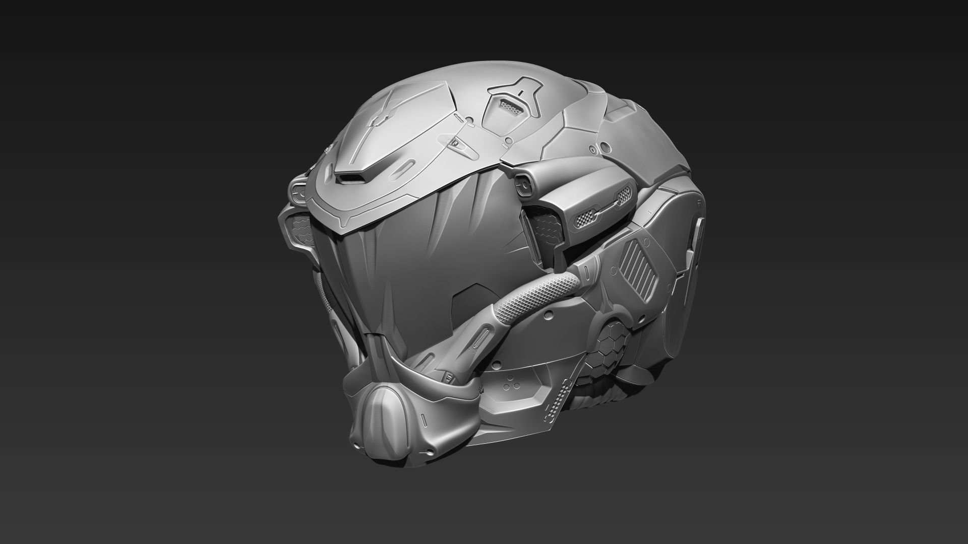 Sci Fi Helmet PBR and Highpoly Low-poly 3D model_10