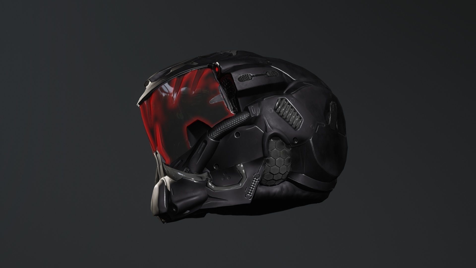 Sci Fi Helmet PBR and Highpoly Low-poly 3D model_7