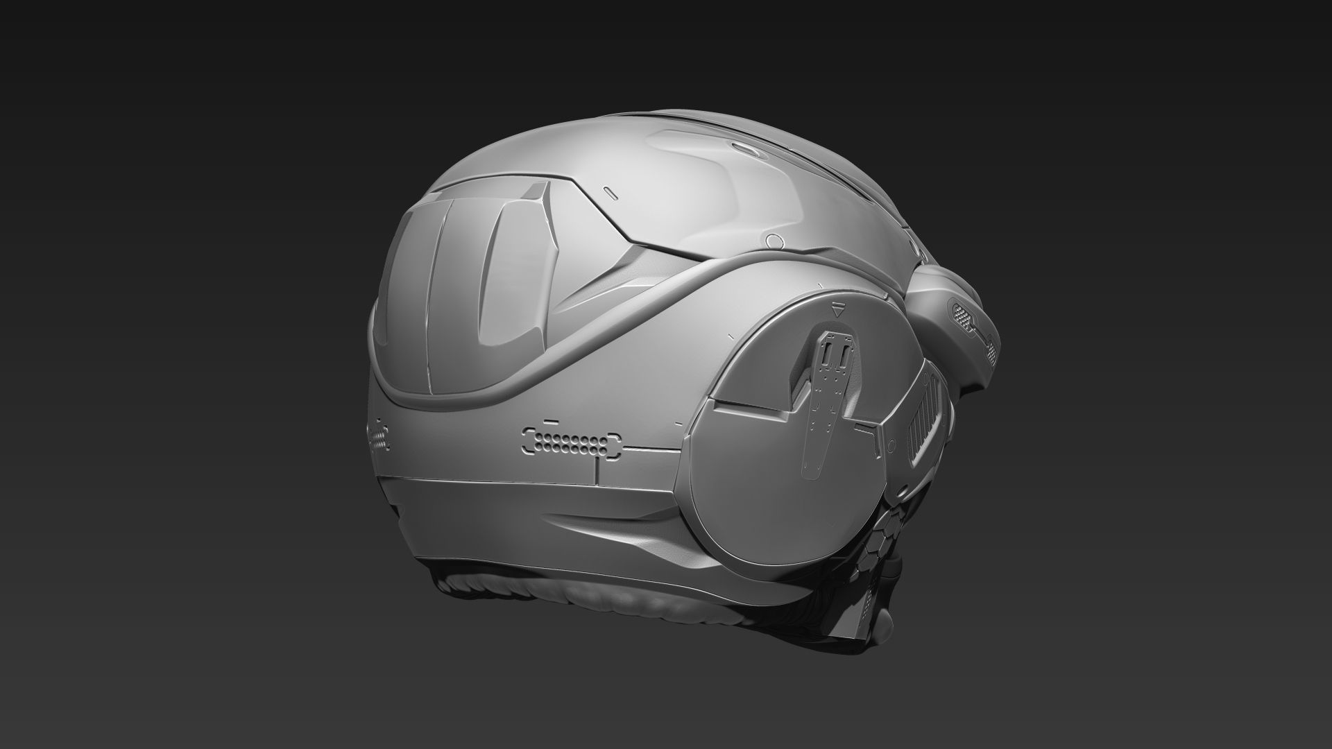Sci Fi Helmet PBR and Highpoly Low-poly 3D model_11