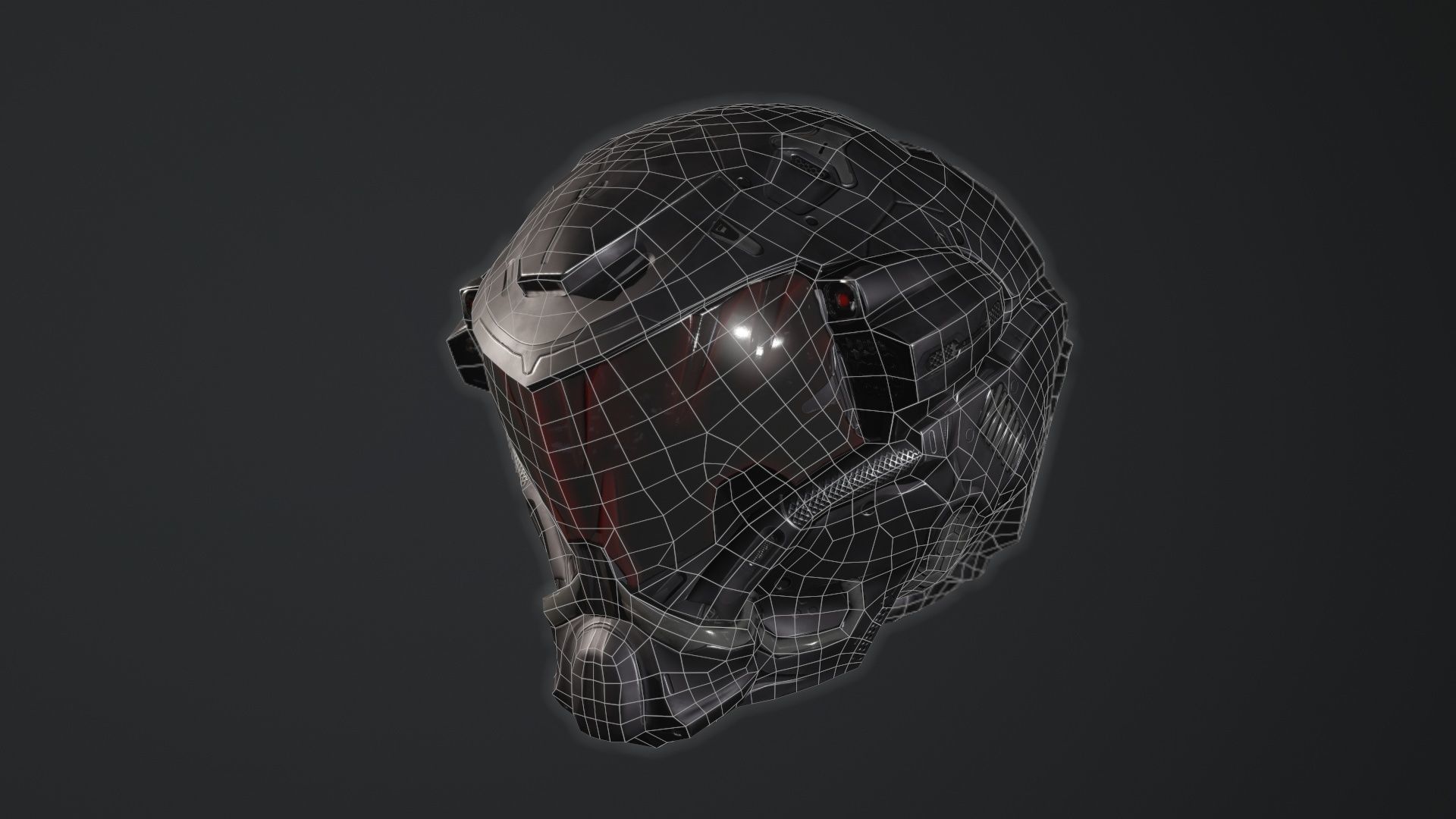 Sci Fi Helmet PBR and Highpoly Low-poly 3D model_8