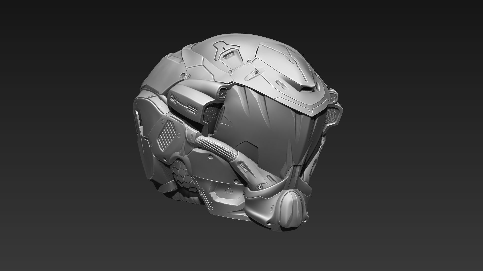 Sci Fi Helmet PBR and Highpoly Low-poly 3D model_9
