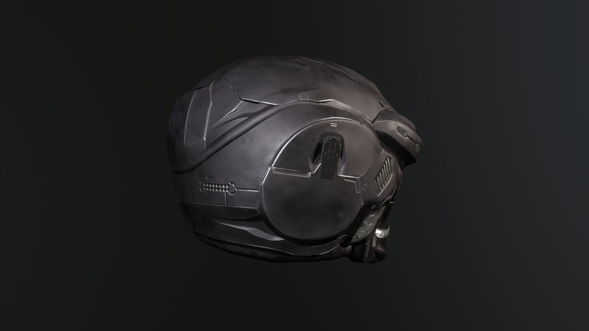 Sci Fi Helmet PBR and Highpoly Low-poly 3D model_3