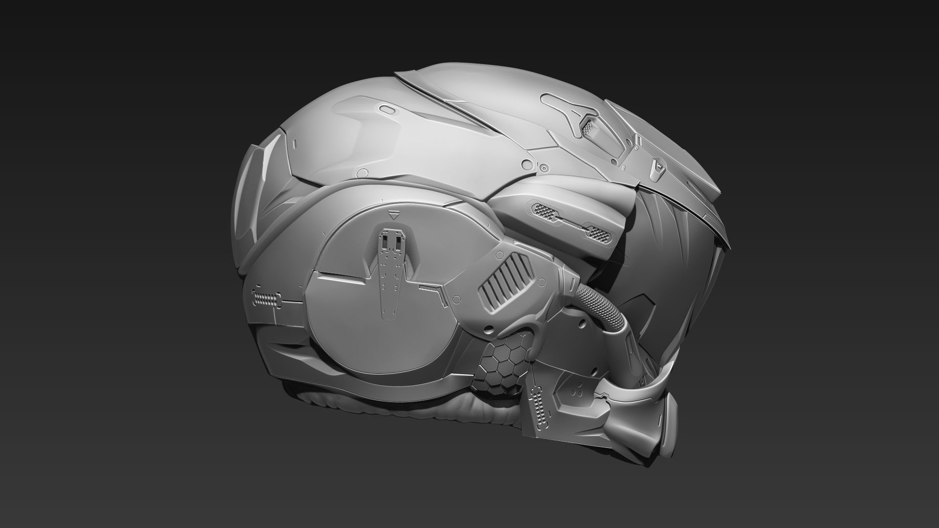 Sci Fi Helmet PBR and Highpoly Low-poly 3D model_12