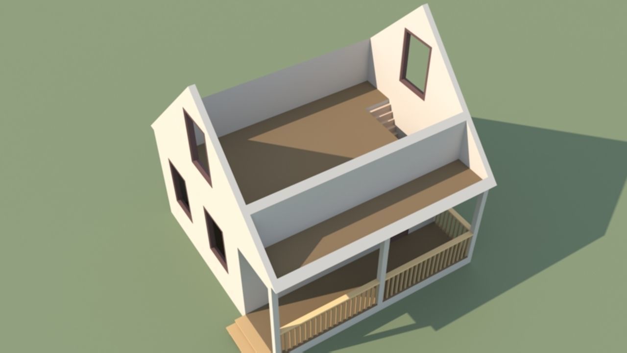 House 6x6 low poly 3D model 3D model_6
