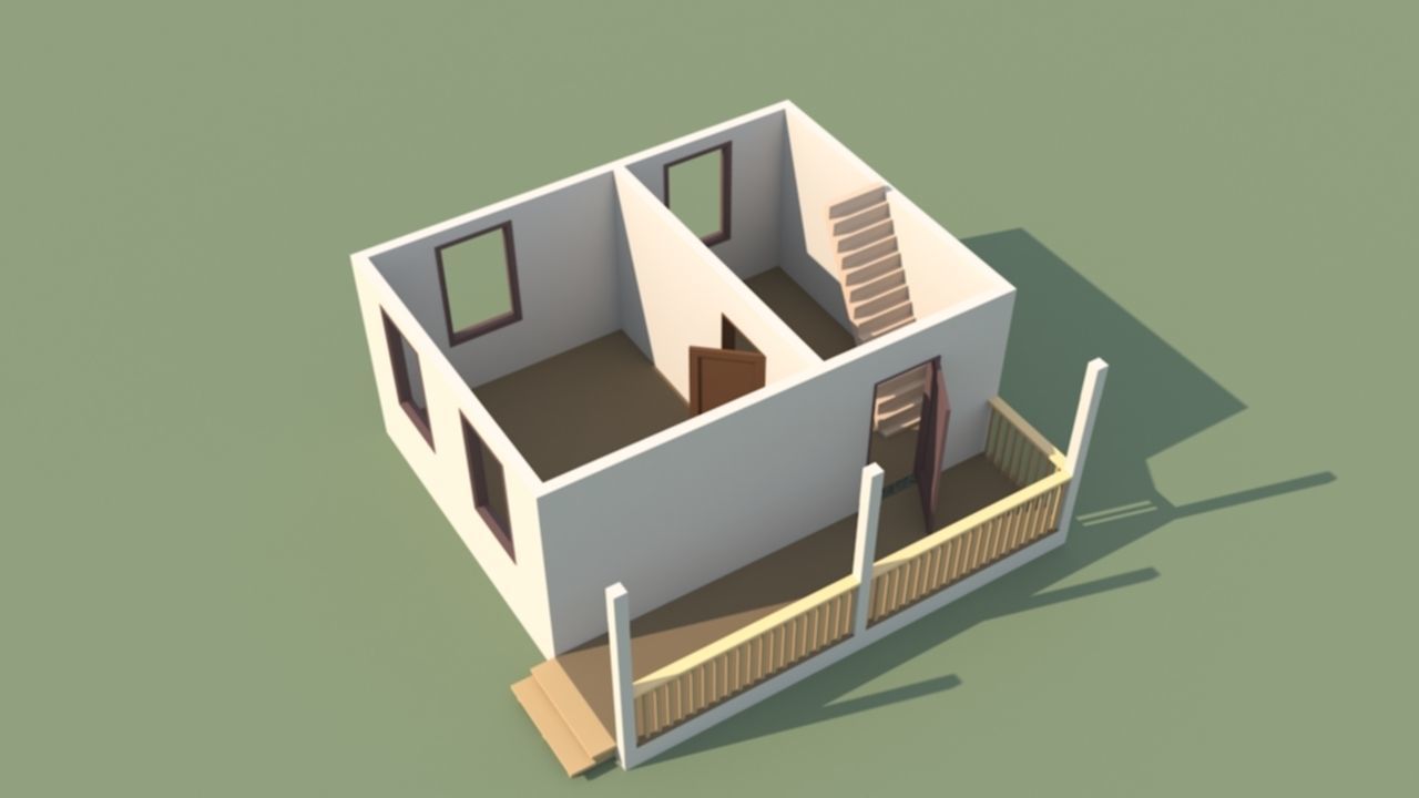 House 6x6 low poly 3D model 3D model_5