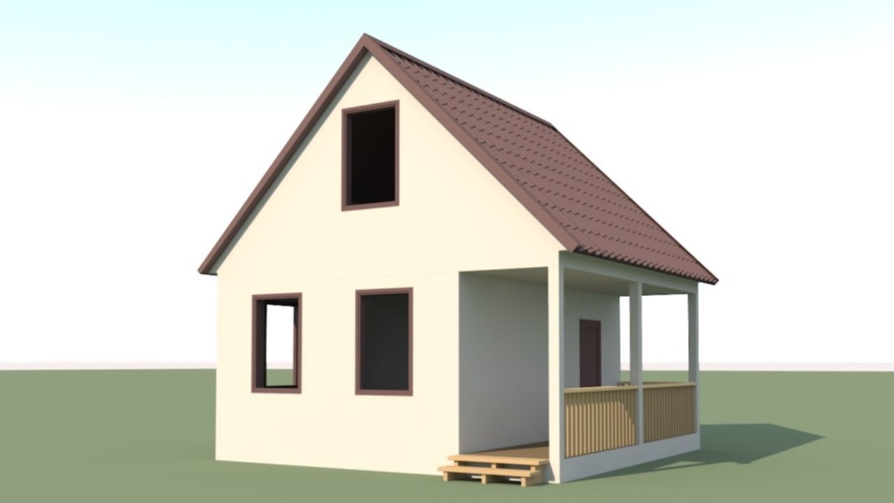 House 6x6 low poly 3D model 3D model_0