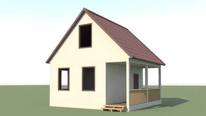 House 6x6 low poly 3D model 3D model