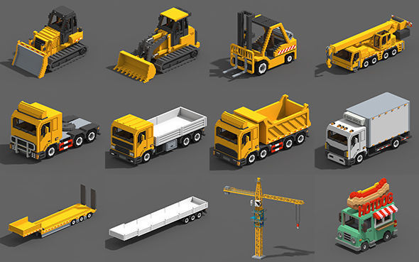 Voxel Construction Pack 85 Items Low-poly 3D model_7