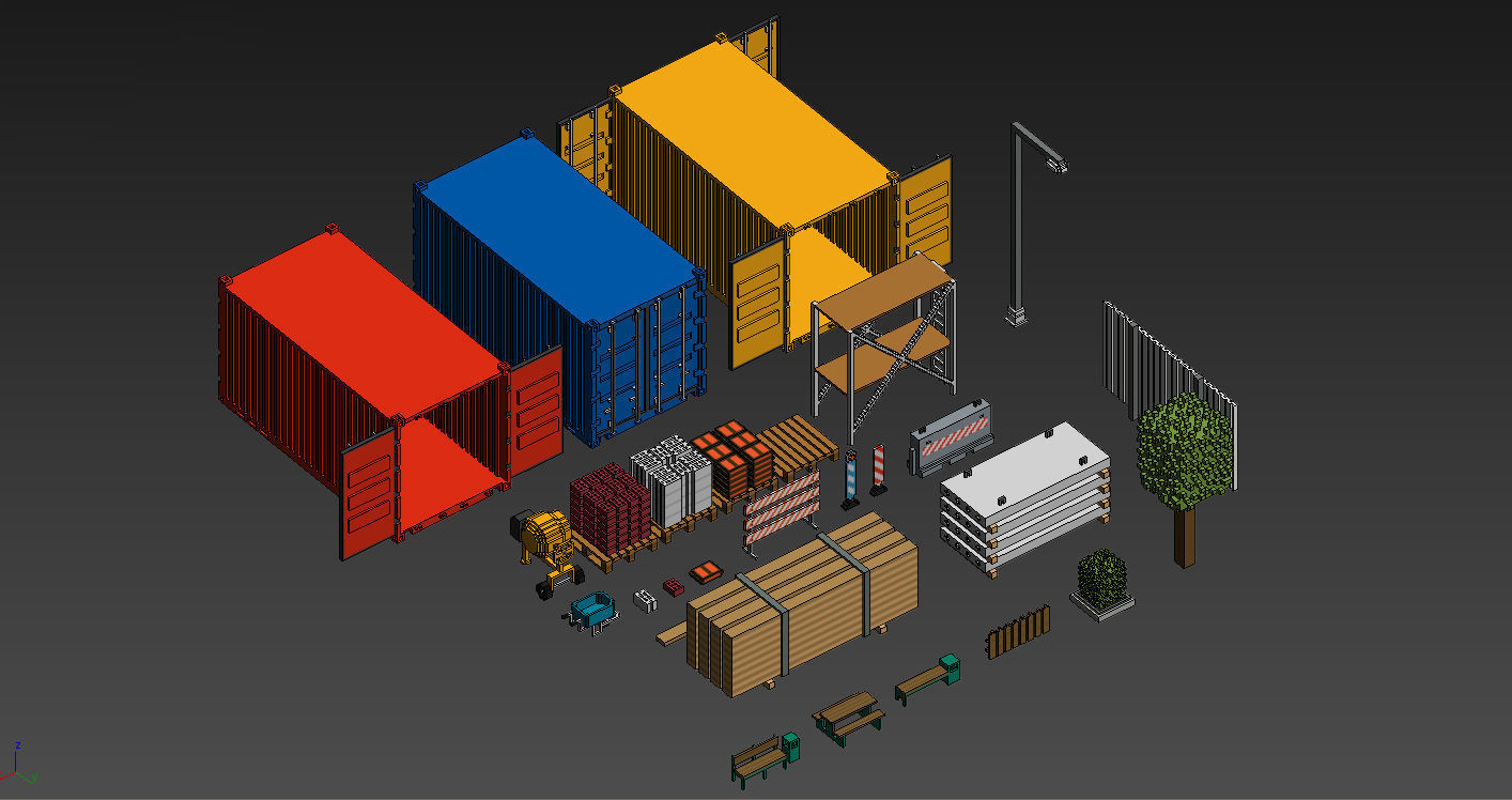 Voxel Construction Pack 85 Items Low-poly 3D model_96