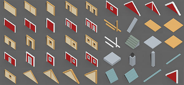Voxel Construction Pack 85 Items Low-poly 3D model_5
