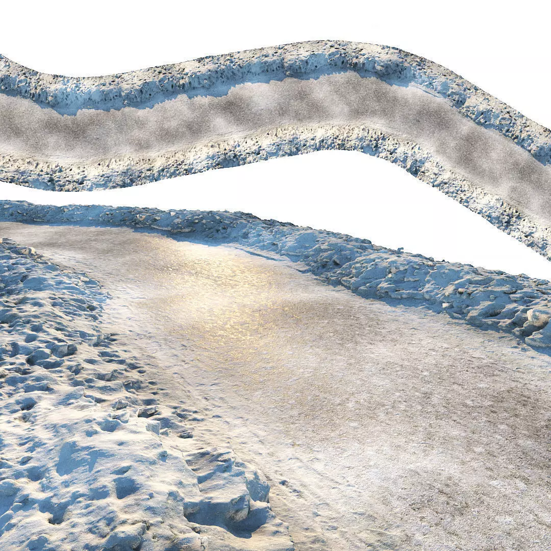 Seamless winter pavement Low-poly 3D model_0