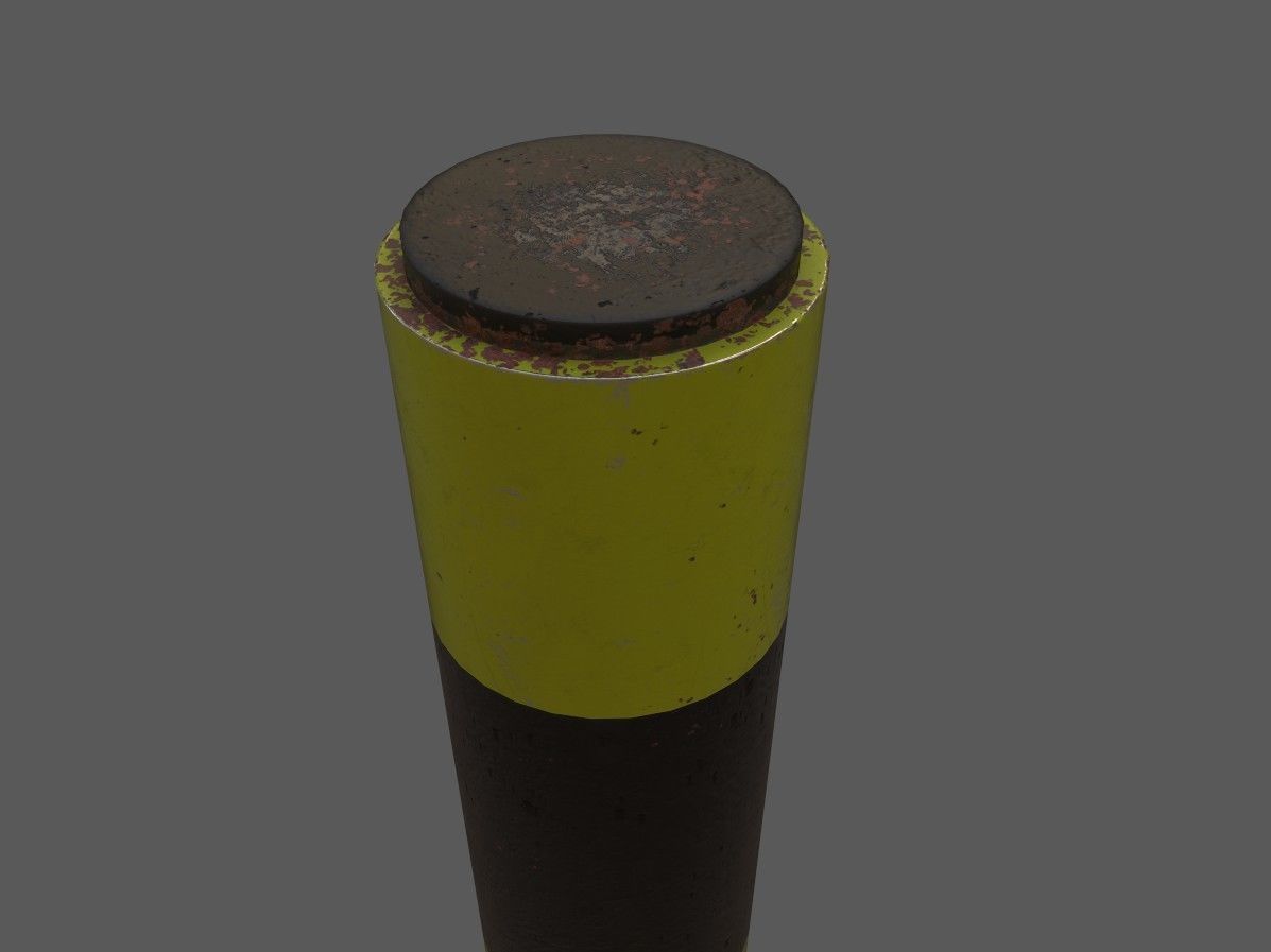 Parking post Low-poly 3D model_2