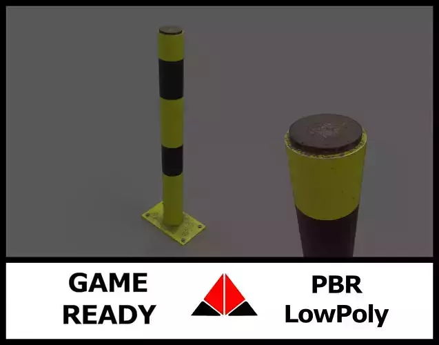 Parking post Low-poly 3D model