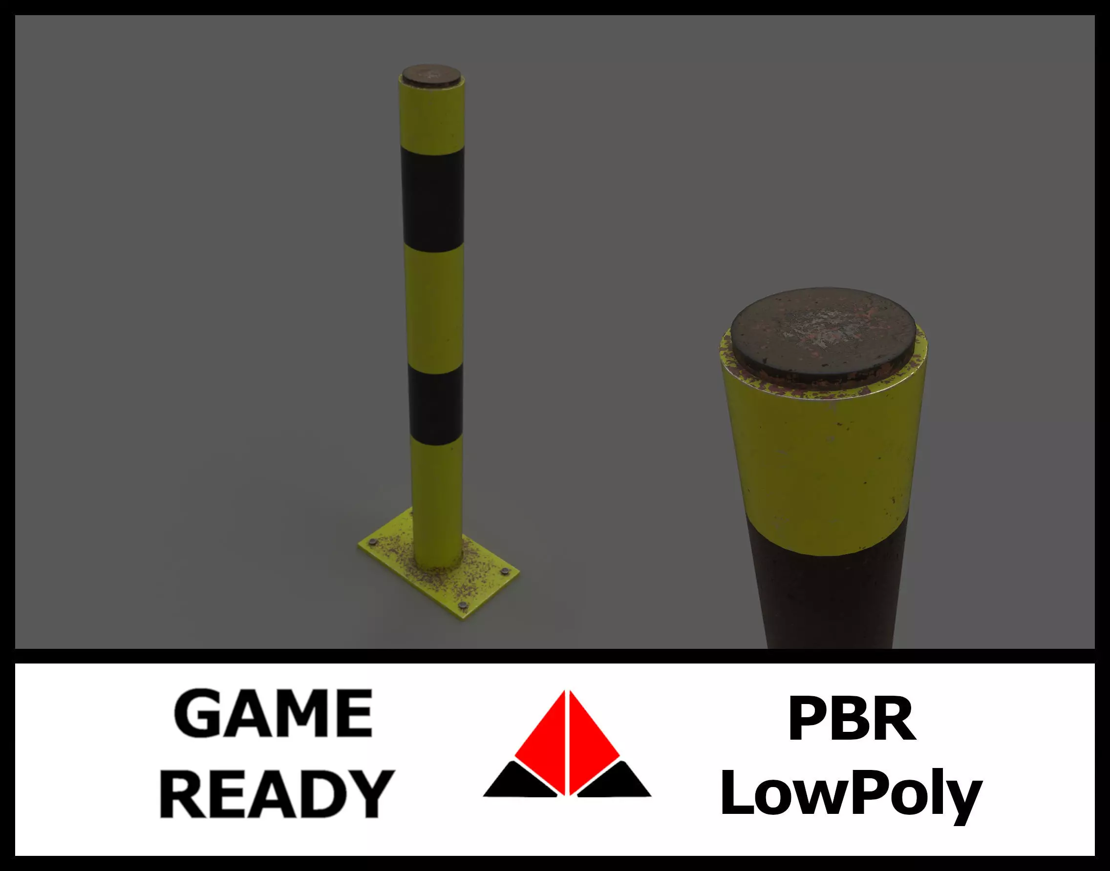 Parking post Low-poly 3D model_0