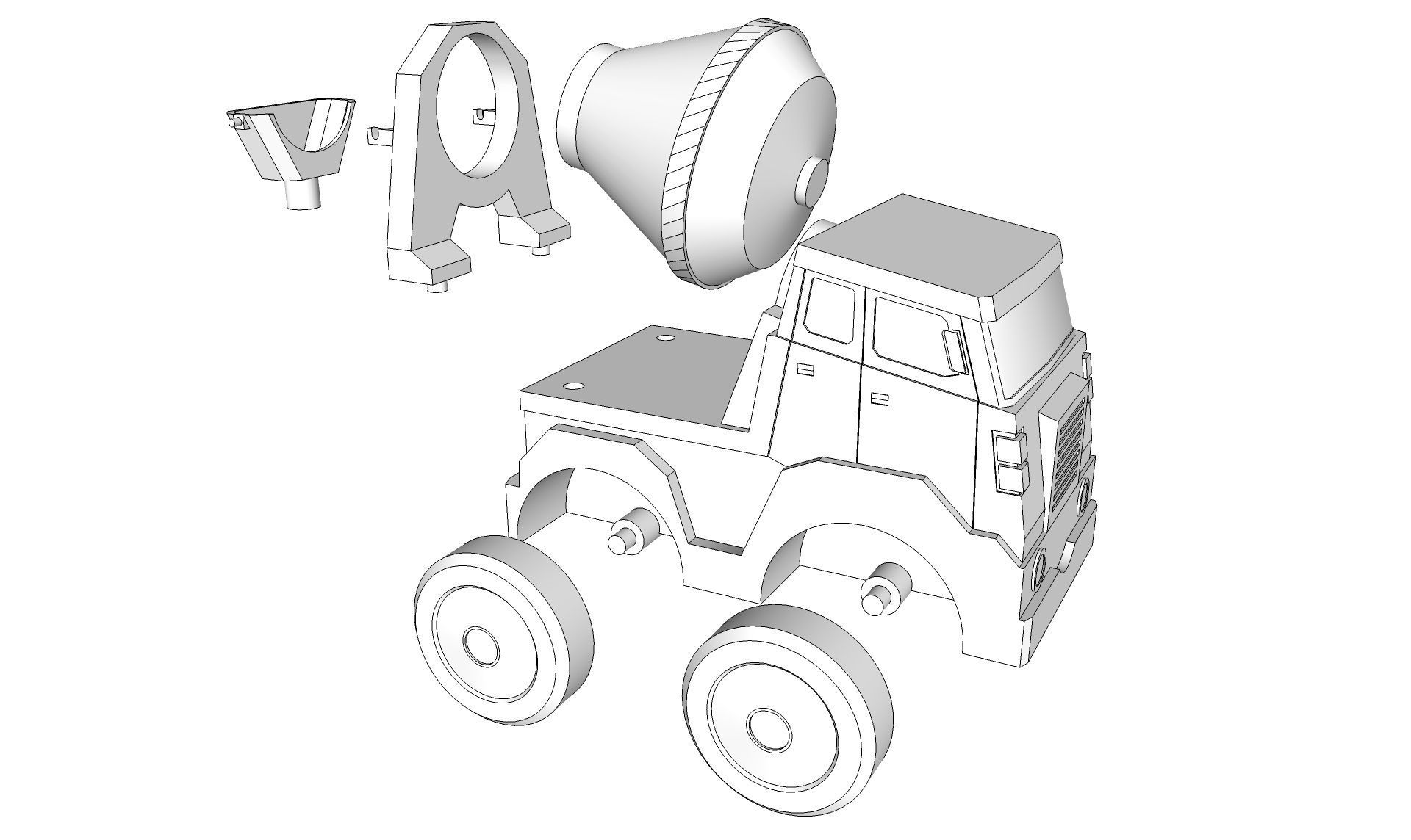 Toy Cement Mixer 3D model_20