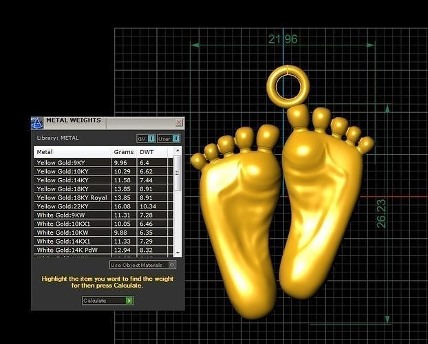 babyfeet pandent 3D print model