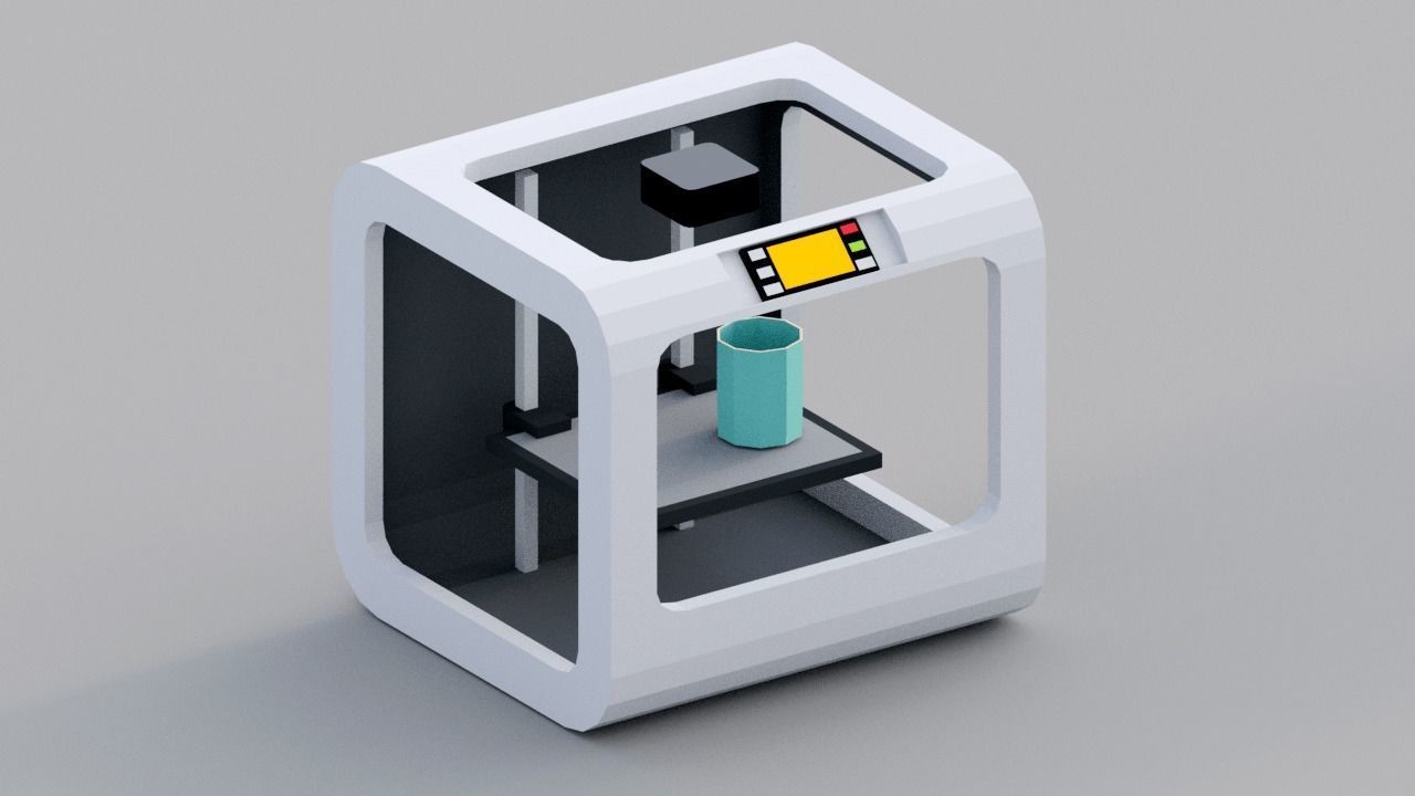 Low Poly 3D Printers printer Low-poly 3D model_4