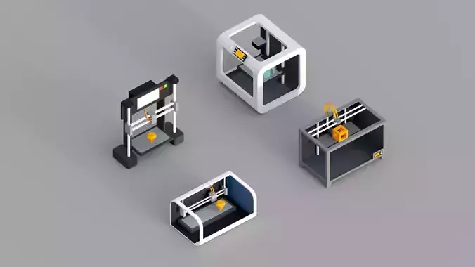 Low Poly 3D Printers printer Low-poly 3D model