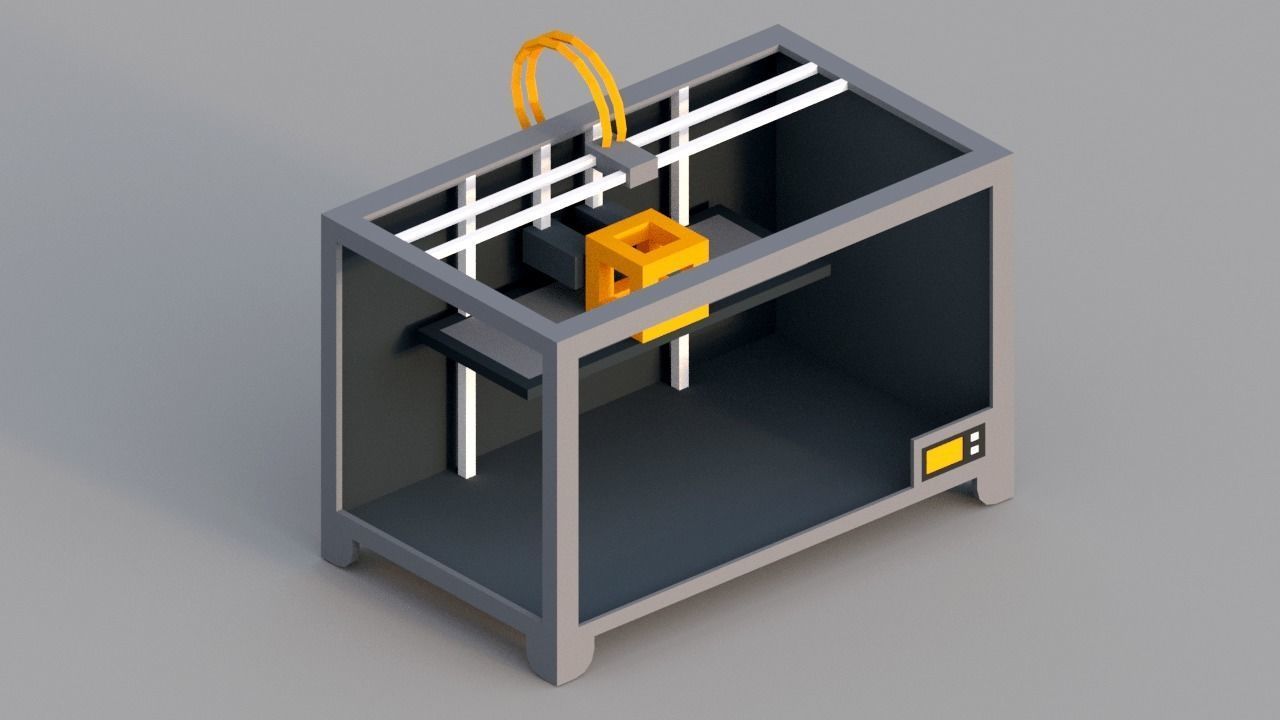 Low Poly 3D Printers printer Low-poly 3D model_3
