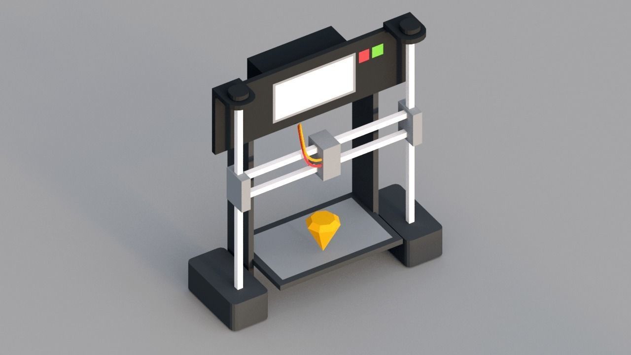 Low Poly 3D Printers printer Low-poly 3D model_2