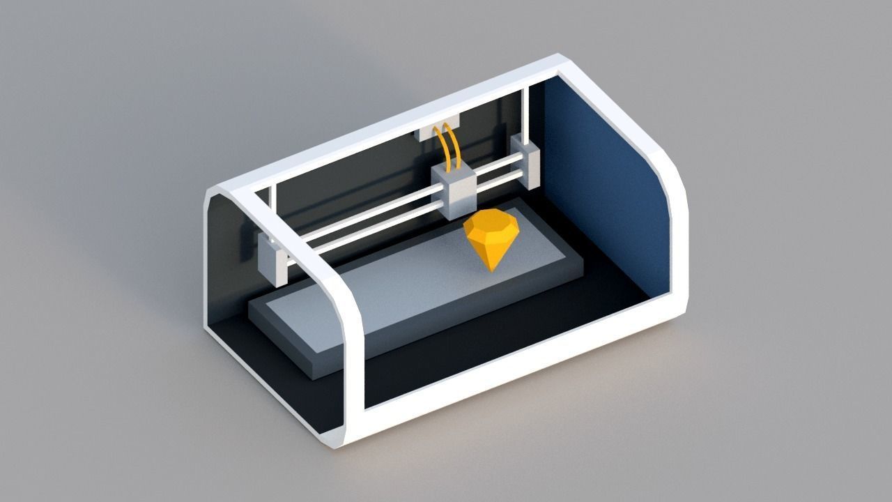 Low Poly 3D Printers printer Low-poly 3D model_1