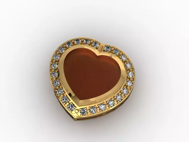 a locket of heart shape with a line of stones Free 3D print model