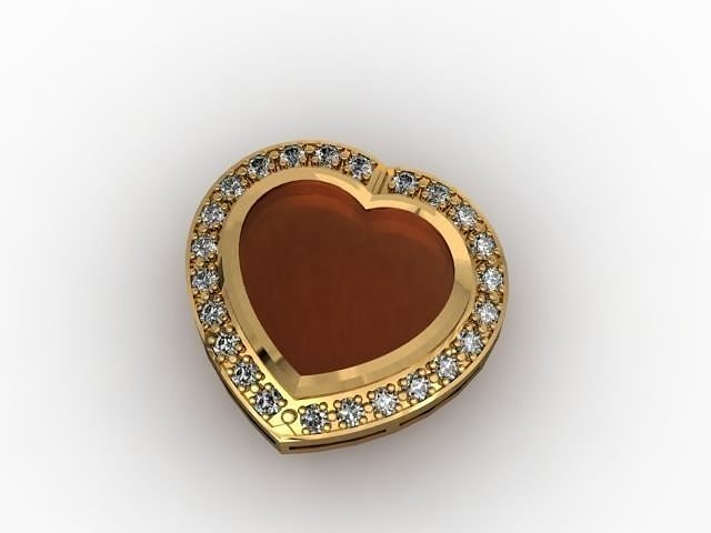 a locket of heart shape with a line of stones Free 3D print model