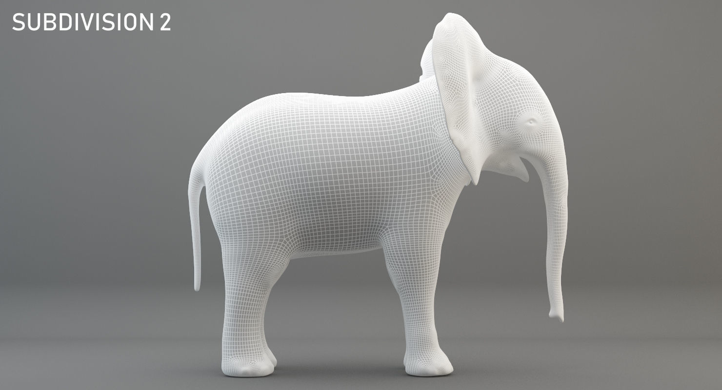 Elephant Baby Rigged 8K Low-poly 3D model_20