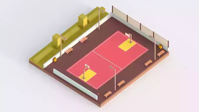 Low Poly Basketball Court