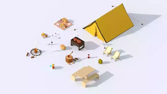 Low Poly Camp Low-poly 3D model