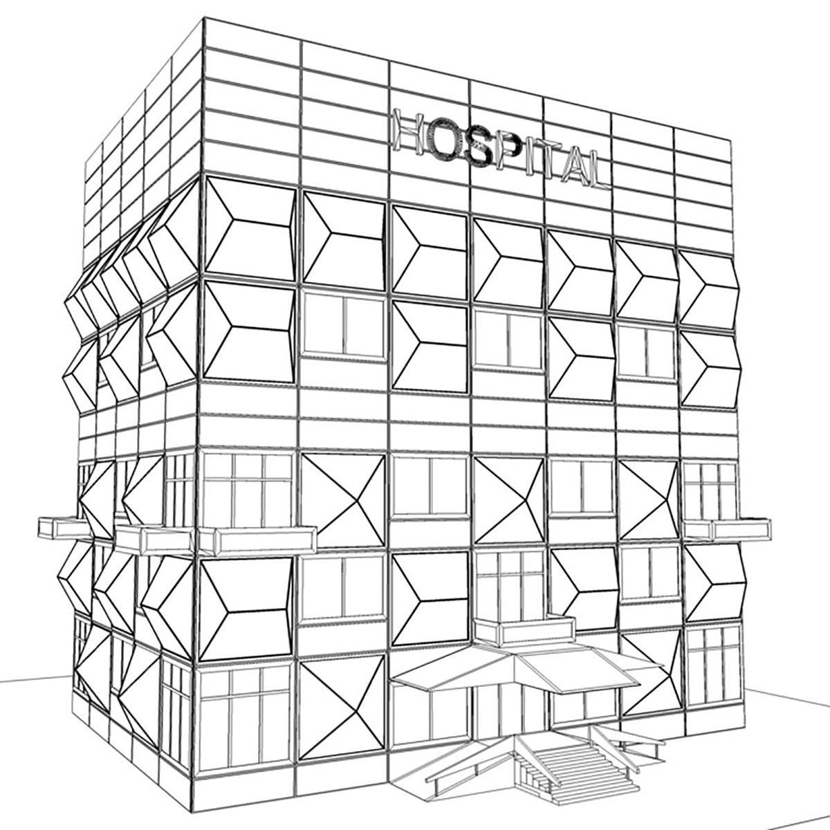 Building Hospital 3D model_6