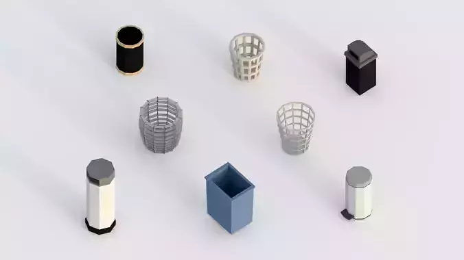 Low Poly Waste Baskets