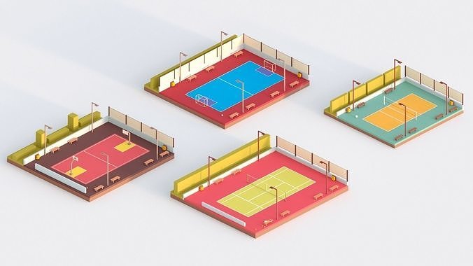 Low Poly Sport Courts Low-poly 3D model