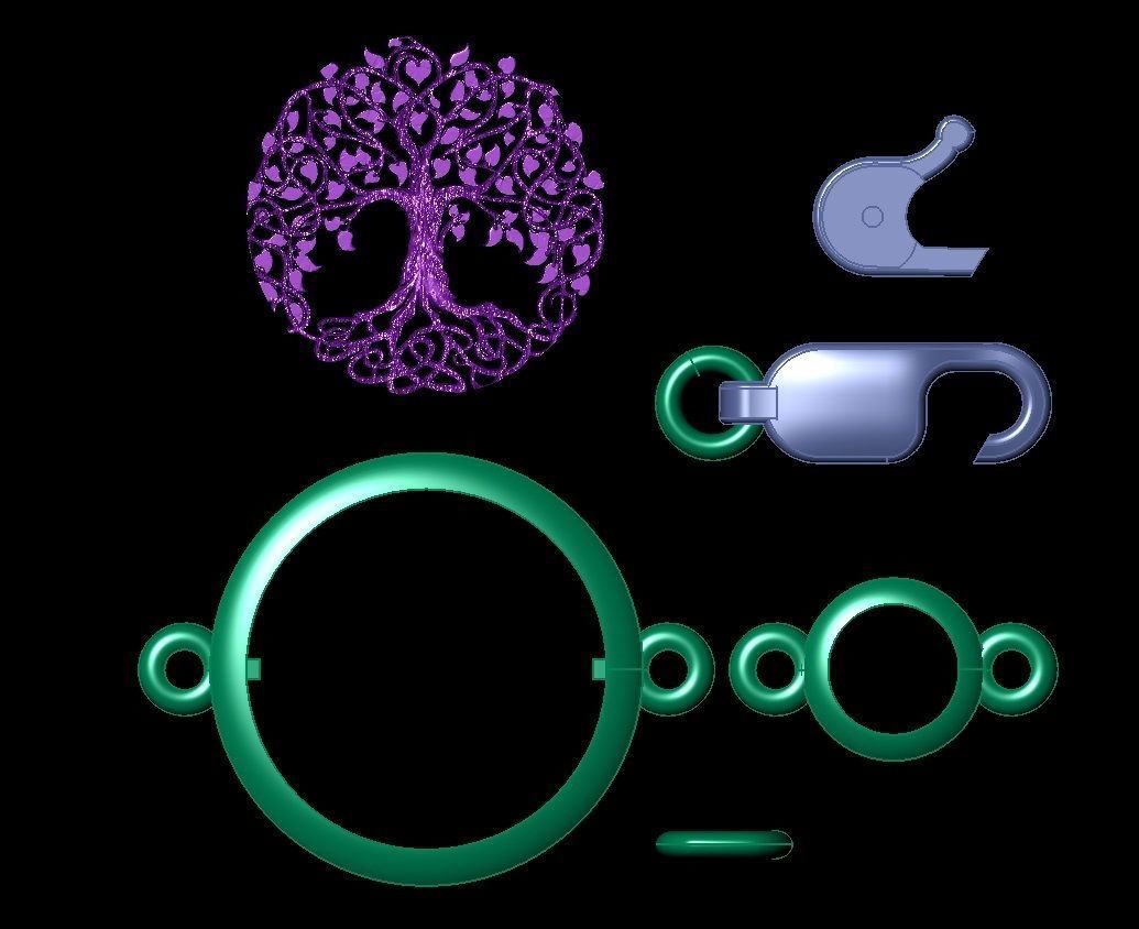 beautiful  bracelet tree of life  3D print model_3