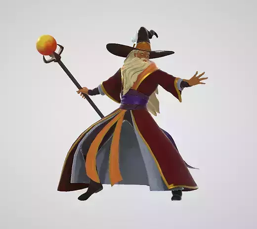Wizard with wand 3D model