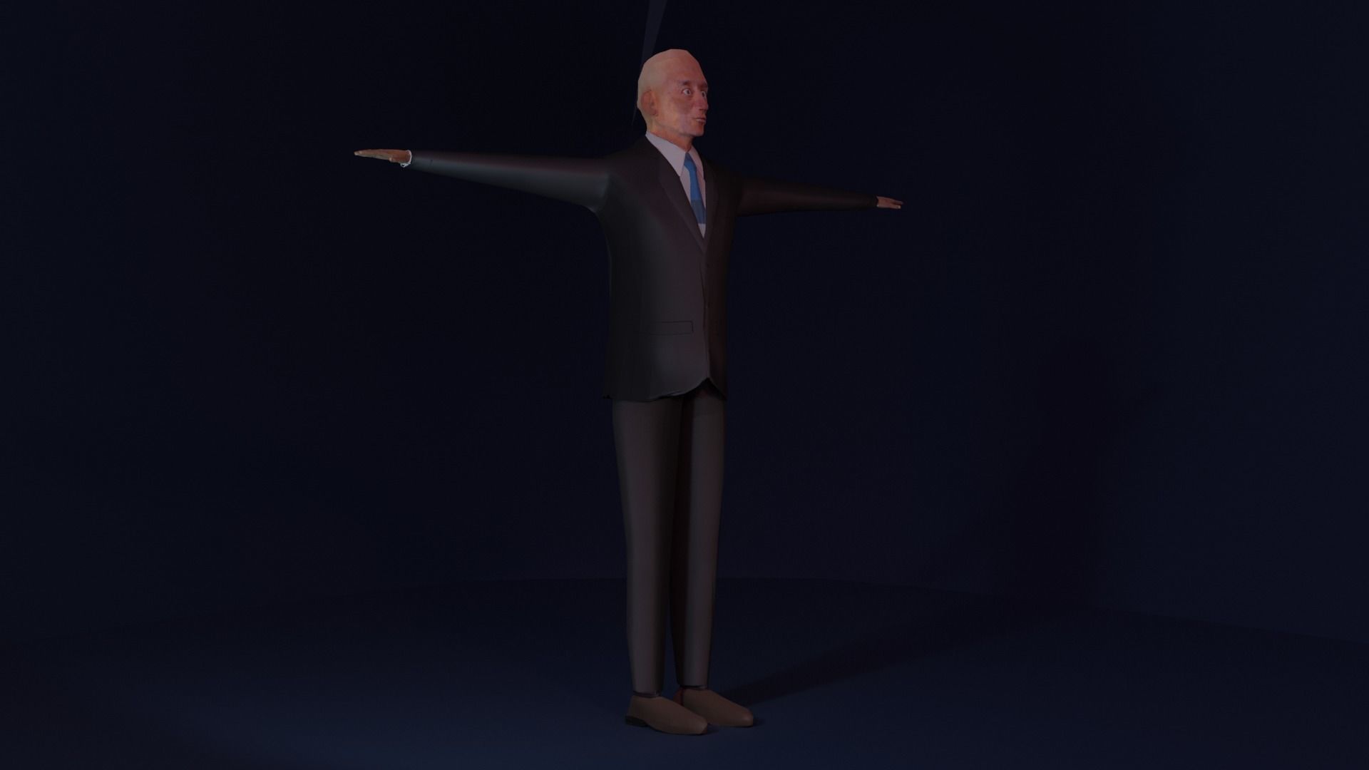 the office man 3d model of blender for game with grid Low-poly 3D model_4